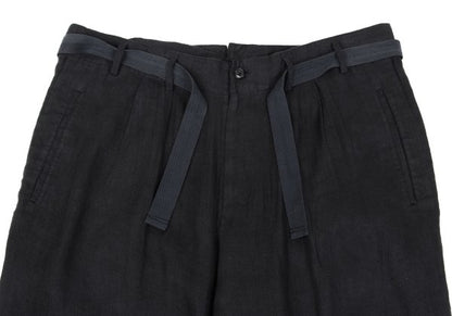 Yohji Yamamoto POUR HOMME Belted Linen Pants Black Size L