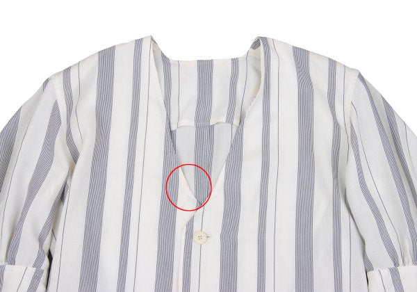 Y's White Navy Stripe Collarless Jacket Size M