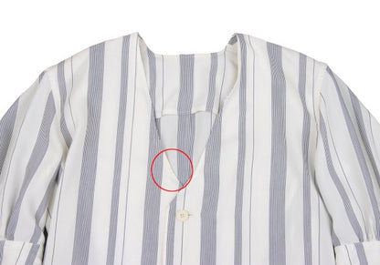 Y's White Navy Stripe Collarless Jacket Size M