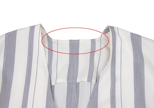Y's White Navy Stripe Collarless Jacket Size M