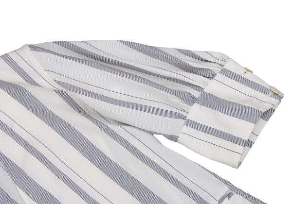 Y's White Navy Stripe Collarless Jacket Size M