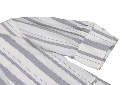 Y's White Navy Stripe Collarless Jacket Size M