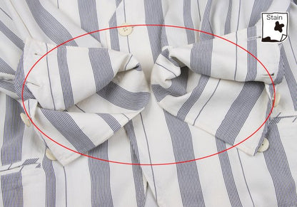 Y's White Navy Stripe Collarless Jacket Size M