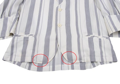 Y's White Navy Stripe Collarless Jacket Size M