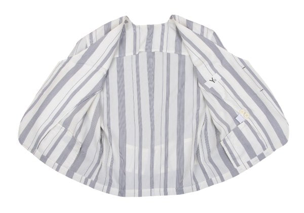 Y's White Navy Stripe Collarless Jacket Size M