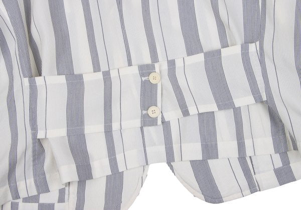 Y's White Navy Stripe Collarless Jacket Size M