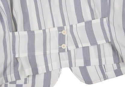 Y's White Navy Stripe Collarless Jacket Size M