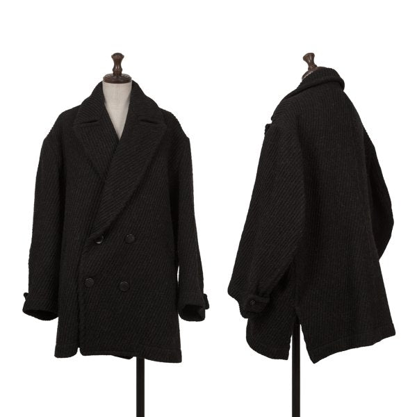Y's Thick Rib Half Coat Black Size M