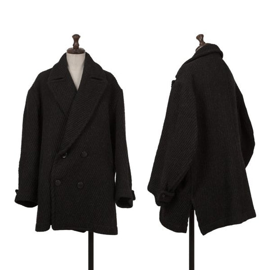 Y's Thick Rib Half Coat Black Size M