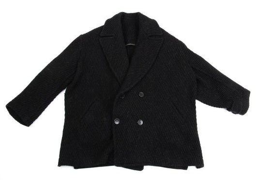 Y's Thick Rib Half Coat Black Size M