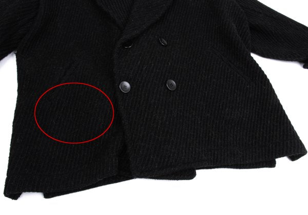 Y's Thick Rib Half Coat Black Size M