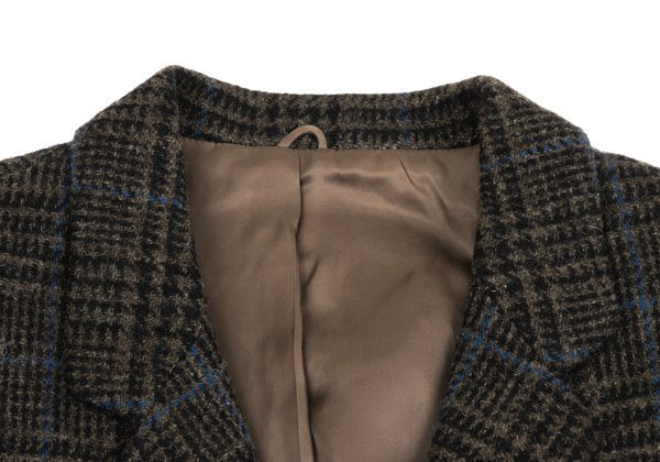 KENZO Wool Check Short Jacket Brown Size M