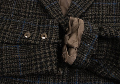 KENZO Wool Check Short Jacket Brown Size M