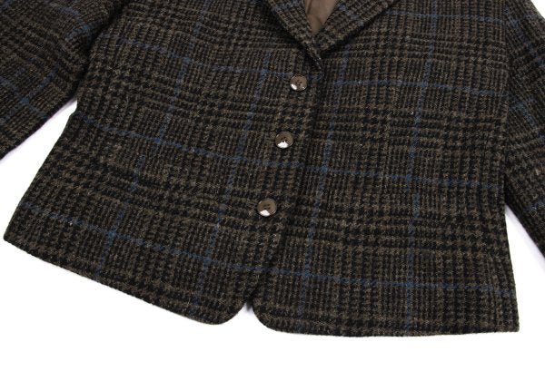 KENZO Wool Check Short Jacket Brown Size M