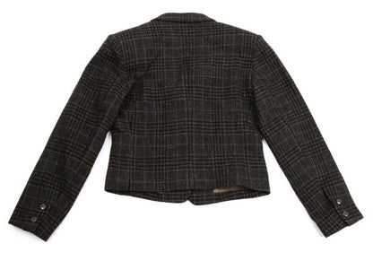 KENZO Wool Check Short Jacket Brown Size M