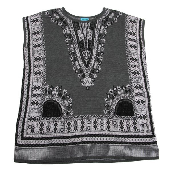 KENZO Acrylic Blend Jacquard Sleeveless Sweater Gray Size M