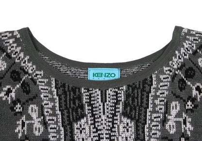 KENZO Acrylic Blend Jacquard Sleeveless Sweater Gray Size M