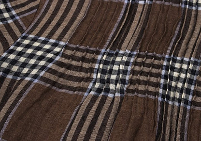 Mademoiselle NON NON Linen Blend Check Blouse Brown Size M