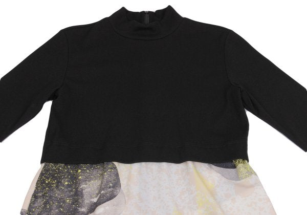 HIROKO KOSHINO Splash Paint Ribbed Dress Black Size 40
