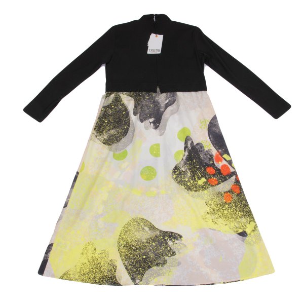 HIROKO KOSHINO Splash Paint Ribbed Dress Black Size 40