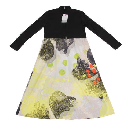 HIROKO KOSHINO Splash Paint Ribbed Dress Black Size 40