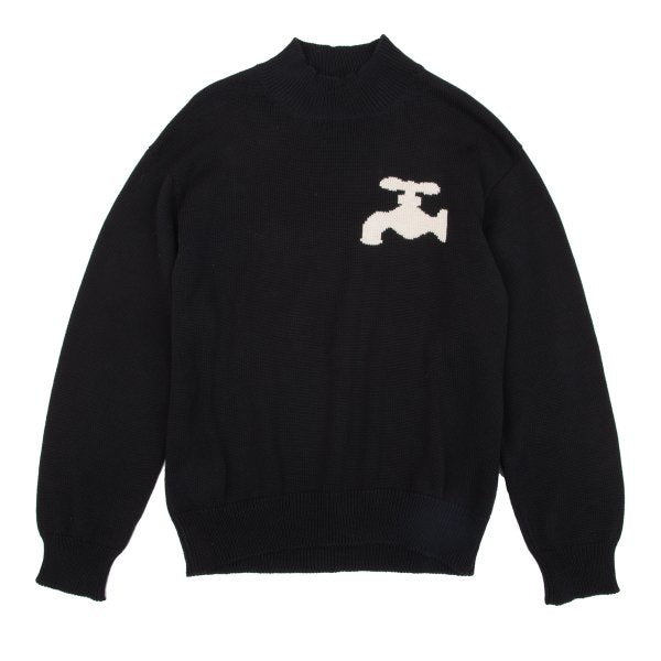 Y's for men Cotton Intarsia Faucet Knit Black White Size M