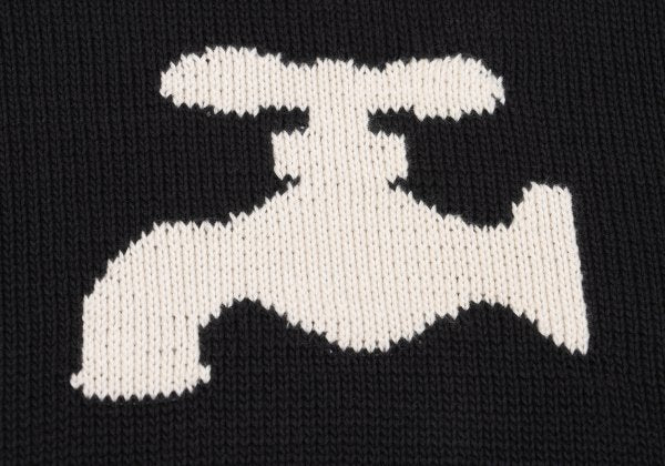 Y's for men Cotton Intarsia Faucet Knit Black White Size M
