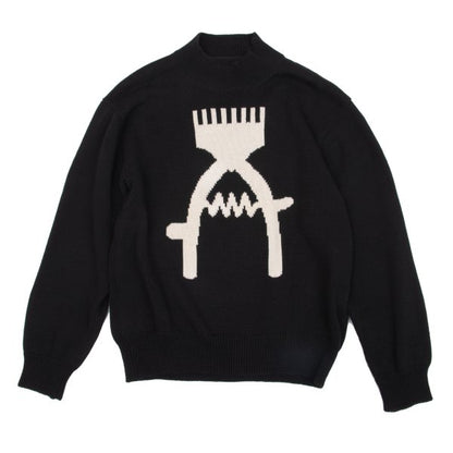 Y's for men Clipper Intarsia Cotton Knit Black Size M