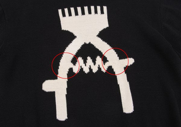 Y's for men Clipper Intarsia Cotton Knit Black Size M