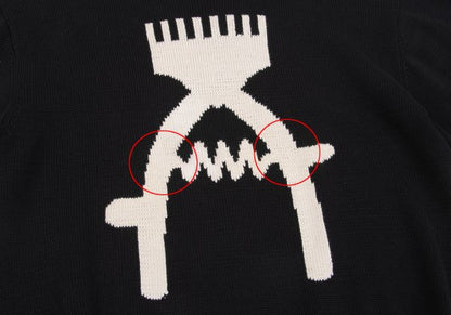 Y's for men Clipper Intarsia Cotton Knit Black Size M