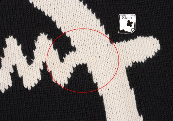 Y's for men Clipper Intarsia Cotton Knit Black Size M