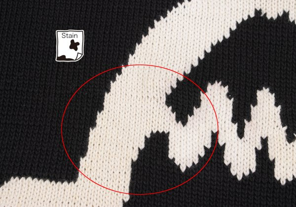 Y's for men Clipper Intarsia Cotton Knit Black Size M