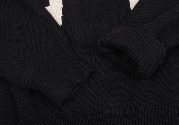 Y's for men Clipper Intarsia Cotton Knit Black Size M
