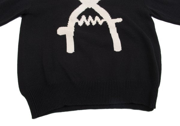 Y's for men Clipper Intarsia Cotton Knit Black Size M