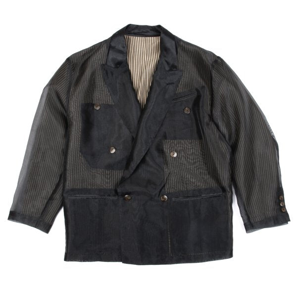 Jean Paul GAULTIER HOMME Sheer Layered Jacket Black Size M
