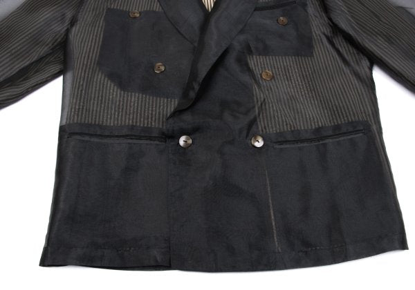 Jean Paul GAULTIER HOMME Sheer Layered Jacket Black Size M