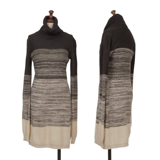 DIESEL Alpaca Blend Turtleneck Sweater Black Beige Size XS