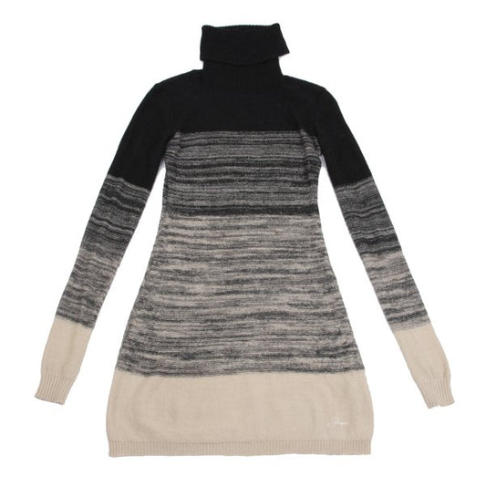 DIESEL Alpaca Blend Turtleneck Sweater Black Beige Size XS