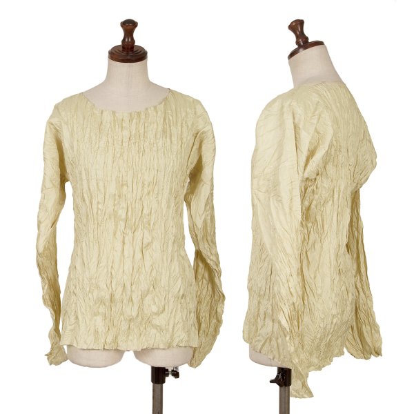 ISSEY MIYAKE Polyester Wrinkle Pleats Shirt Cream Size M