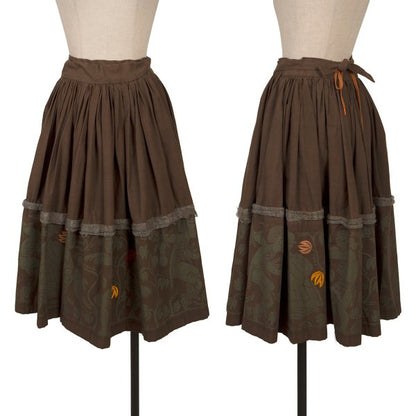 Worlds End VW Native Print Cotton Wrap Skirt Brown Size M