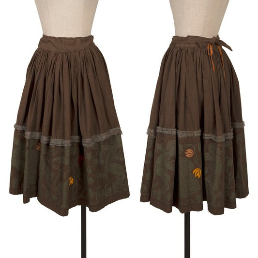 Worlds End VW Native Print Cotton Wrap Skirt Brown Size M