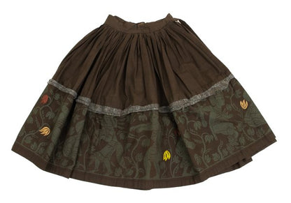 Worlds End VW Native Print Cotton Wrap Skirt Brown Size M