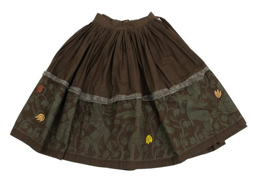 Worlds End VW Native Print Cotton Wrap Skirt Brown Size M