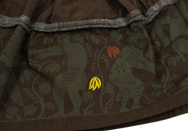 Worlds End VW Native Print Cotton Wrap Skirt Brown Size M