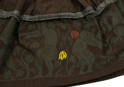 Worlds End VW Native Print Cotton Wrap Skirt Brown Size M