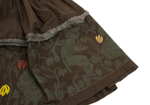 Worlds End VW Native Print Cotton Wrap Skirt Brown Size M