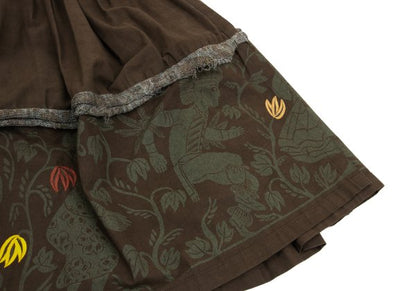 Worlds End VW Native Print Cotton Wrap Skirt Brown Size M