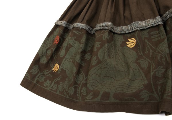 Worlds End VW Native Print Cotton Wrap Skirt Brown Size M