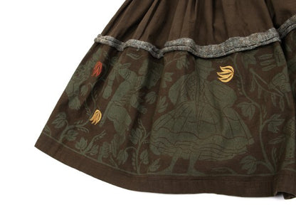 Worlds End VW Native Print Cotton Wrap Skirt Brown Size M