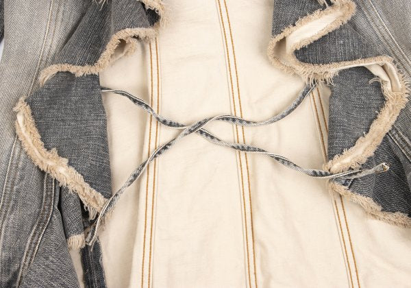 GRACE CONTINENTAL Frill Denim Jacket Gray Cotton Size 36